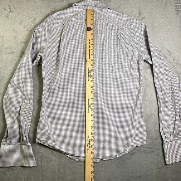 Vintage Y2K Abercrombie Fitch Muscle Button Up Shirt Men's S White Blue Plaid - Picture 7 of 8